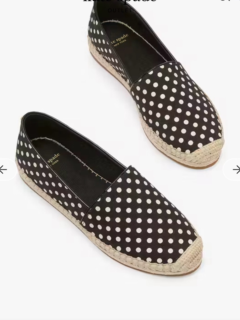 kate spade Black & White Polka Dot Espadrille Flats